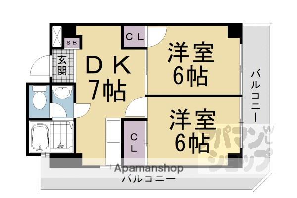中野ビル(2DK/6階)の間取り写真