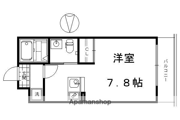 KYOTO HOUSE桂川(ワンルーム/3階)の間取り写真