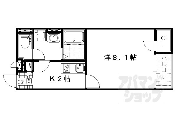 クレイノミューズⅡ(1K/2階)の間取り写真