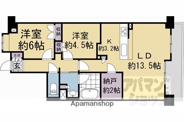 リソシエ西洞院センシア(2SLDK/4階)の間取り写真