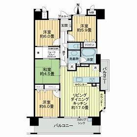 サーパス西大津(4LDK/6階)の間取り写真