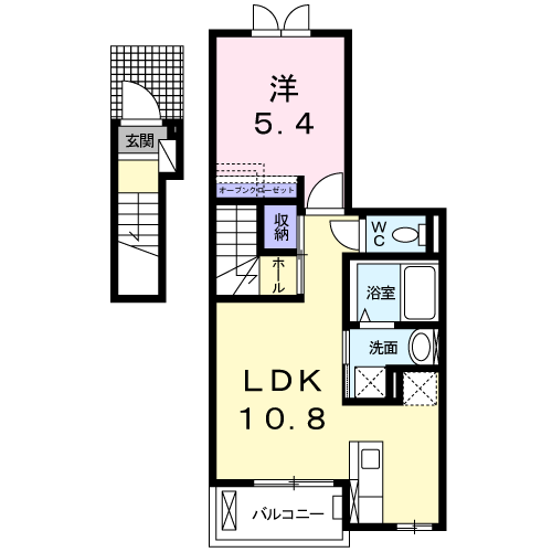 ジュネビーブ Ⅱ(1LDK/2階)の間取り写真