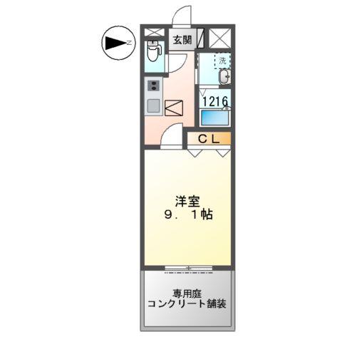 グレーシア(1K/1階)の間取り写真