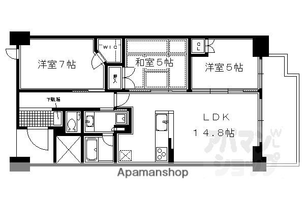 シエリア京都四条河原町(3LDK/5階)の間取り写真