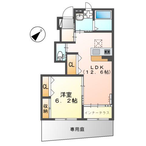 グリーンベル(1LDK/1階)の間取り写真