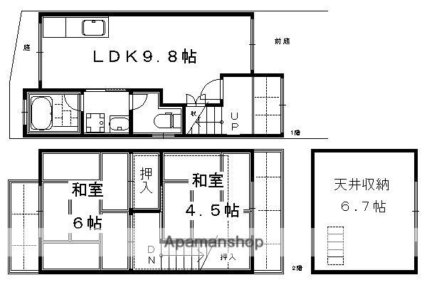京都市東西線 東山駅(京都) 徒歩5分 2階建 築40年(2SLDK)の間取り写真