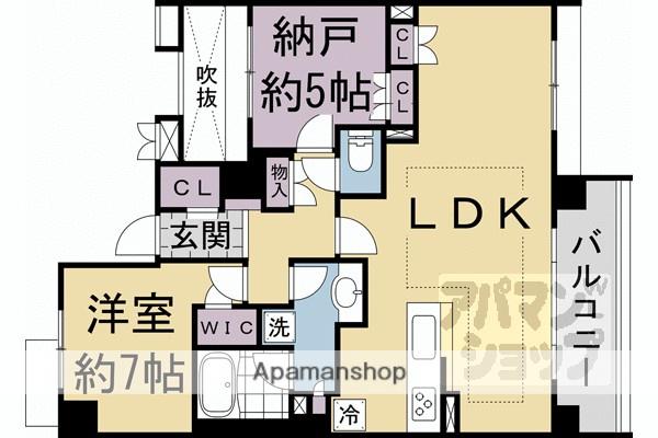 ライオンズ伏見桃山指月城(1DK/2階)の間取り写真