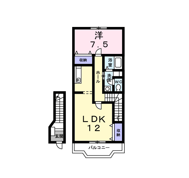 ス・ルポゼ(1LDK/2階)の間取り写真