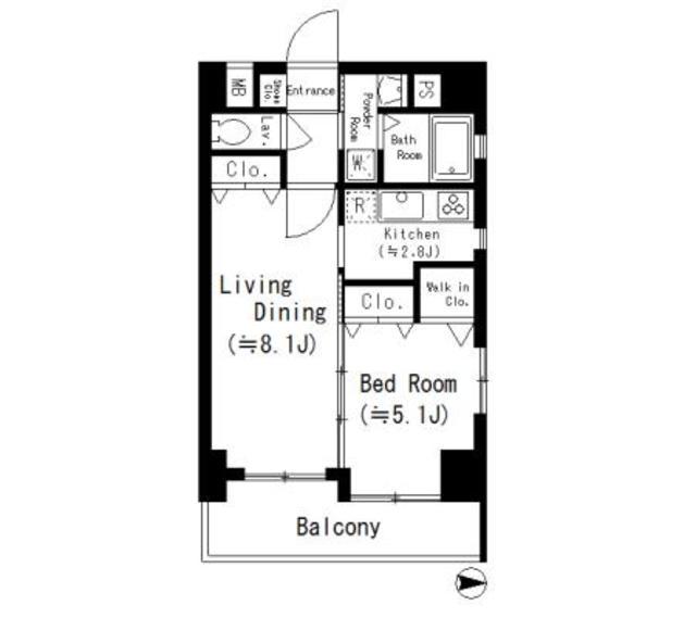 ルーエ五条堀川(1LDK/6階)の間取り写真