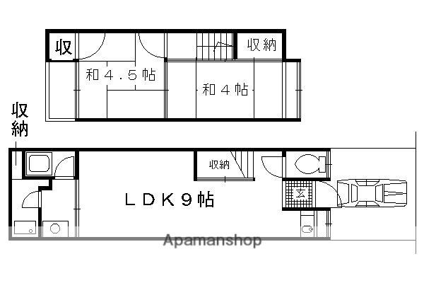 叡山電鉄 一乗寺駅 徒歩8分 2階建 築56年(2LDK)の間取り写真