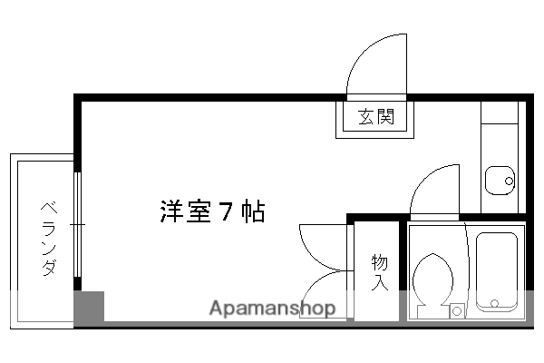 ヴィラ岸本(ワンルーム/2階)の間取り写真