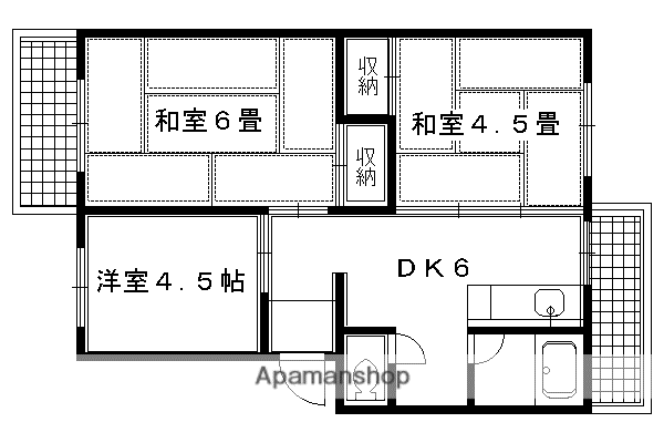 花園マンション(3DK/3階)の間取り写真