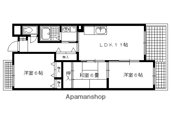 ゴールデンガーデン岩倉(3LDK/3階)の間取り写真