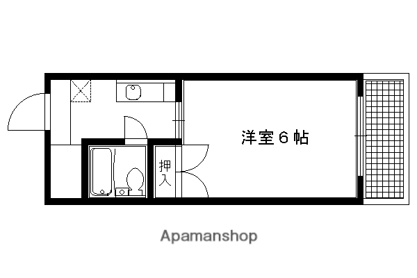 下鴨貴船町マンション(1K/5階)の間取り写真