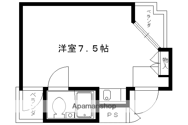 DETOM-1京大前(ワンルーム/4階)の間取り写真