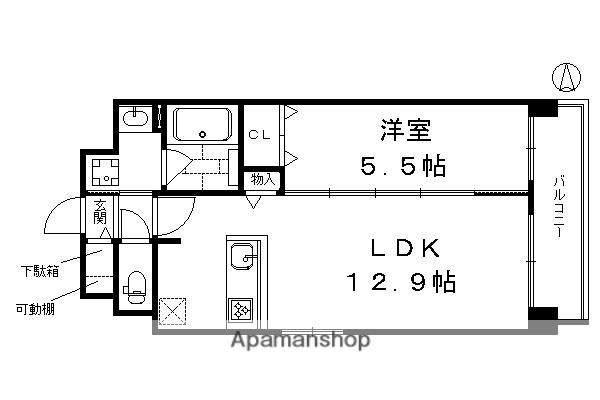 DWELL東寺道(1LDK/4階)の間取り写真