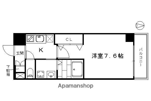 アクアプレイス京都洛南Ⅲ(1K/6階)の間取り写真