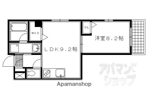 ソレイユ御所南(1LDK/4階)の間取り写真