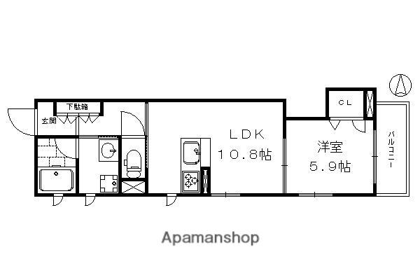 シュエットE(1LDK/2階)の間取り写真