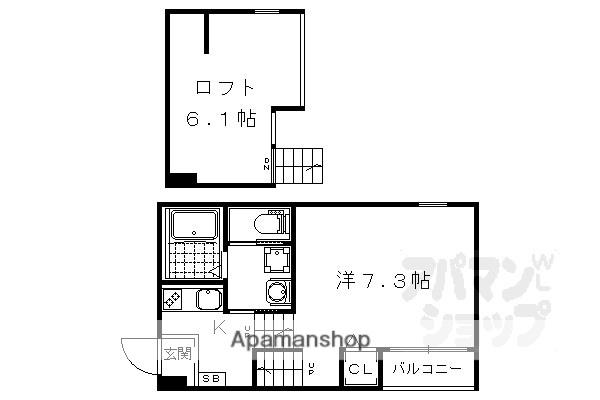 ハーモニーテラス高塚(1K/1階)の間取り写真