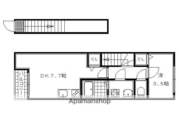 CASAWOODIII(1DK/3階)の間取り写真
