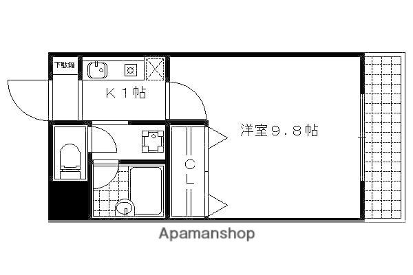 サンライフ山科(1K/3階)の間取り写真