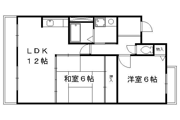チェリーヒル藤尾(2LDK/3階)の間取り写真