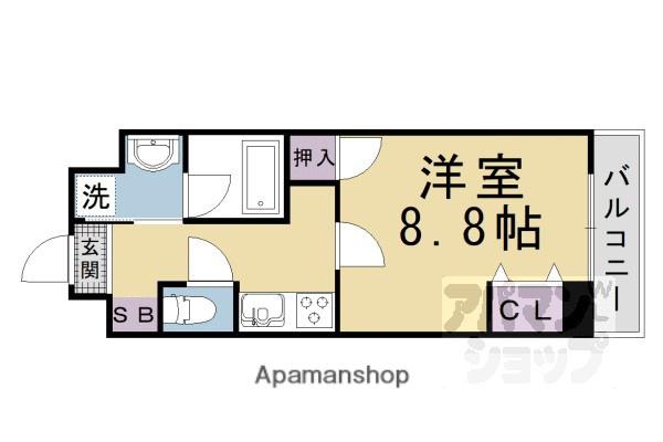 HILLS京都東(1K/3階)の間取り写真