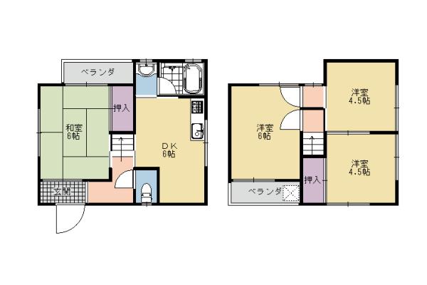 京阪電気鉄道宇治線 六地蔵駅(京阪) 徒歩8分 2階建 築39年(4DK)の間取り写真