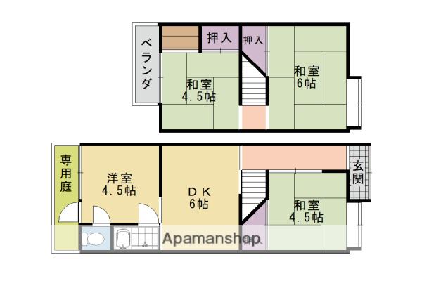 京阪電気鉄道京阪線 淀駅 徒歩14分 2階建 築54年(4DK)の間取り写真
