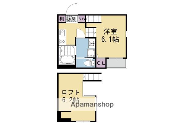ハーモニテラス音羽千本町(1K/1階)の間取り写真