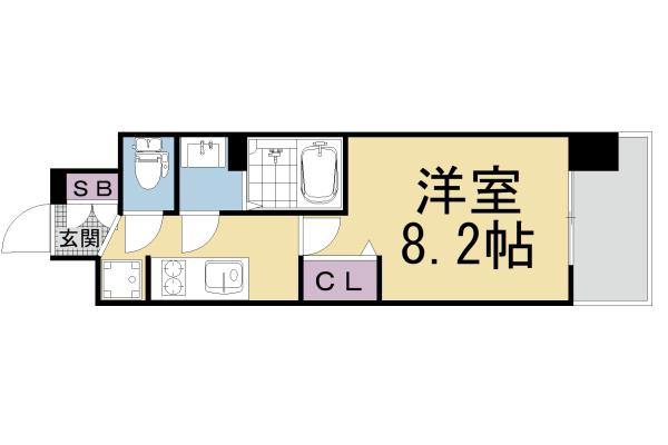 プレサンスTHE KYOTO 東福寺 イースト(1K/7階)の間取り写真