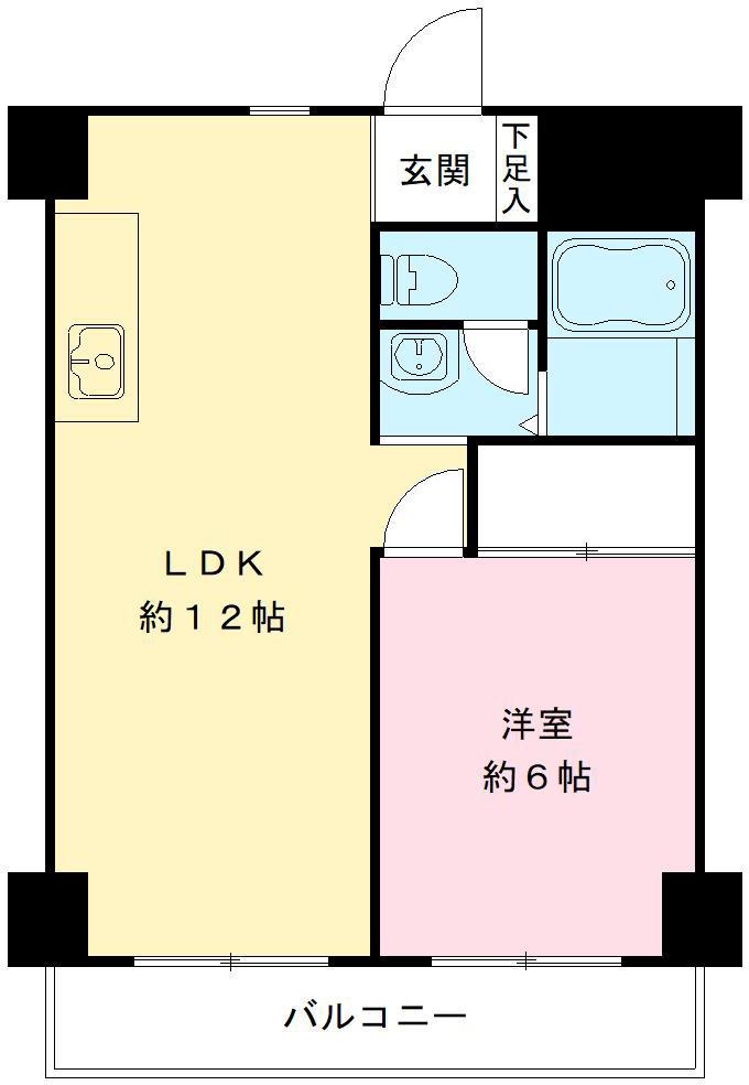 第16洛西ハイツ瀬田(1LDK/5階)の間取り写真