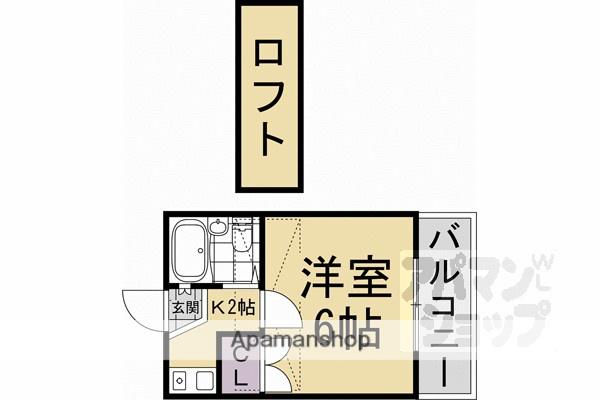 山科第15マンション(1K/2階)の間取り写真