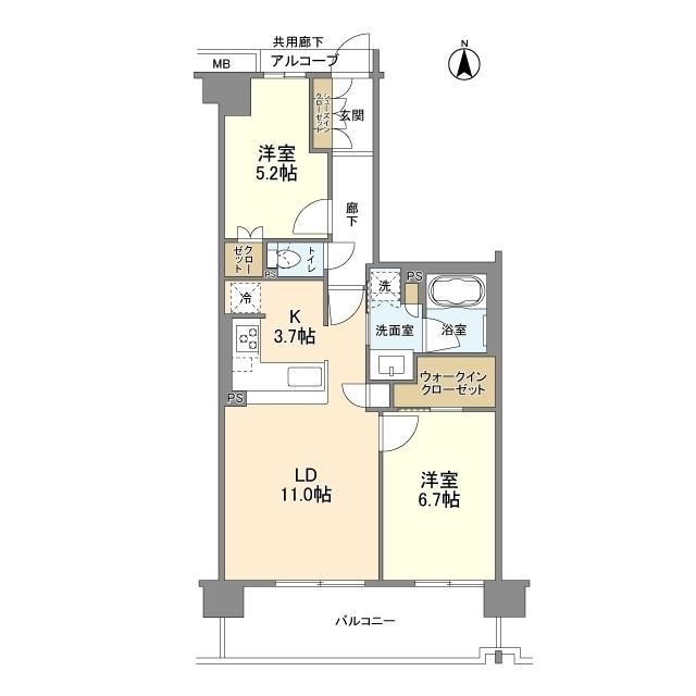 メイツ京都西大路(2LDK/4階)の間取り写真