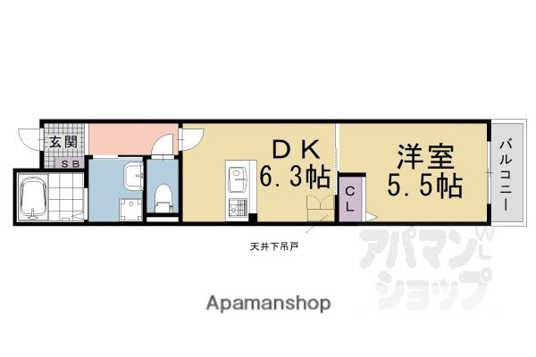エスペランサ四条西洞院(1DK/5階)の間取り写真
