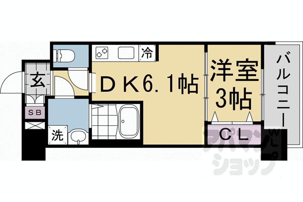 プレサンスTHE KYOTO 新町通(1DK/10階)の間取り写真