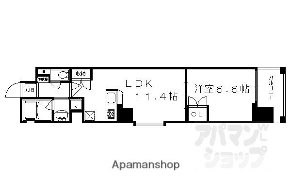 べラジオ四条烏丸III(1LDK/3階)の間取り写真
