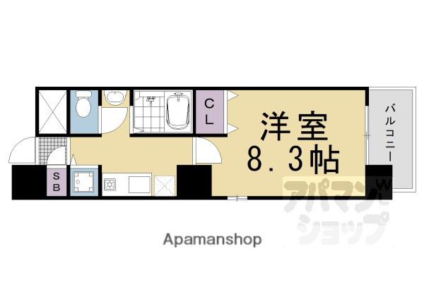 アスヴェル京都市役所前(1K/9階)の間取り写真