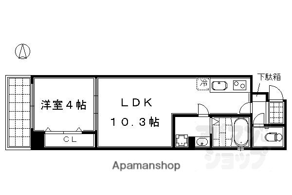 アイカーサ麩屋町(1LDK/2階)の間取り写真