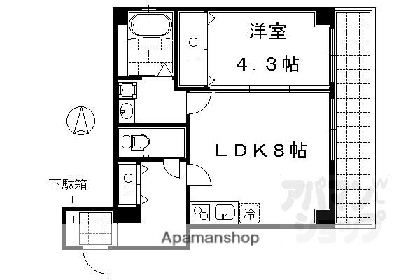 アイカーサ麩屋町(1LDK/2階)の間取り写真