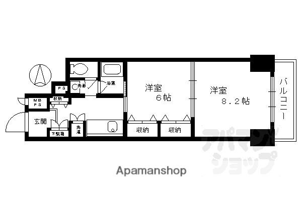 藤和シティコープ四条西洞院(2K/1階)の間取り写真