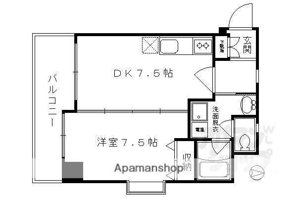 WILL-21烏丸御池(1DK/8階)の間取り写真