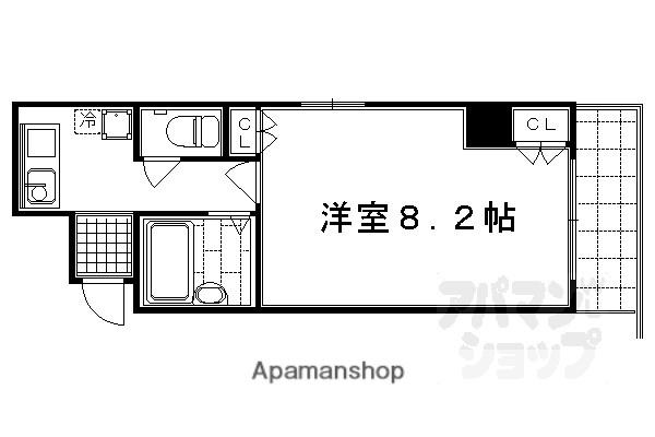 ブランネージュ四条大宮(1K/7階)の間取り写真