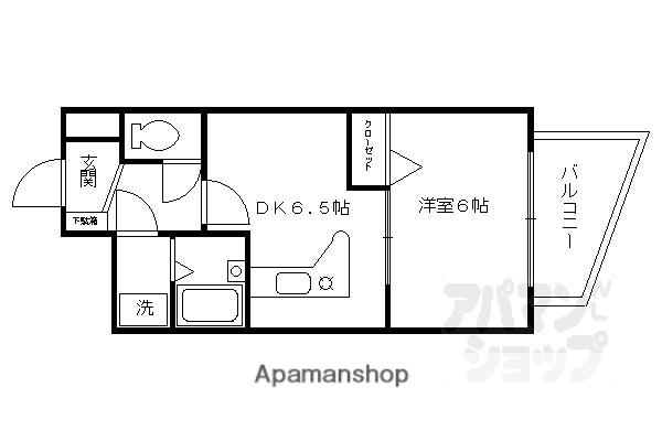 エスリード京都河原町(1DK/11階)の間取り写真