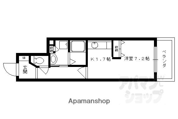 ベラジオ京都清水(1K/3階)の間取り写真