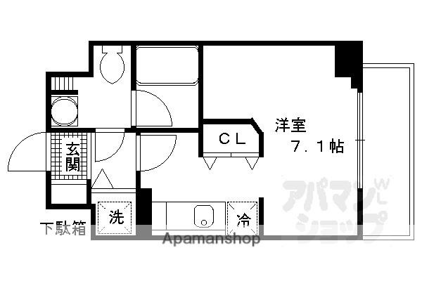 プレコート上鳥羽(1K/3階)の間取り写真