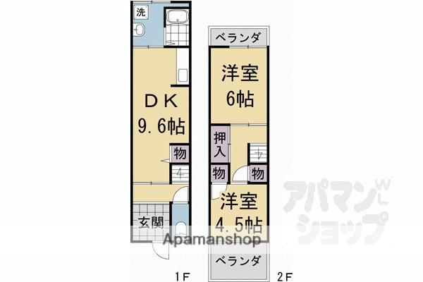京都市東西線 椥辻駅 徒歩33分 2階建 築50年(2LDK)の間取り写真