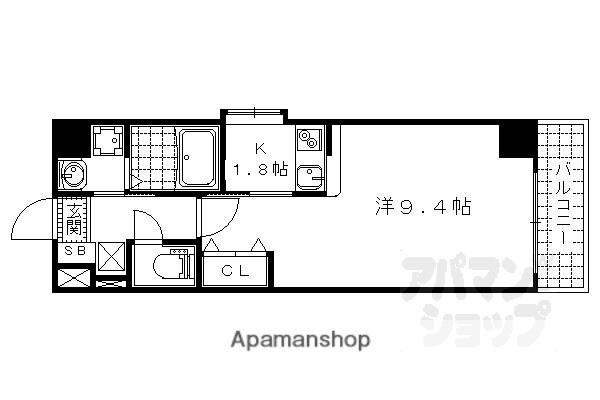 イクスコート大津駅前(1K/9階)の間取り写真