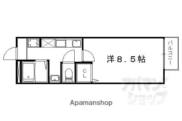 プランタン2000A棟(1K/1階)の間取り写真